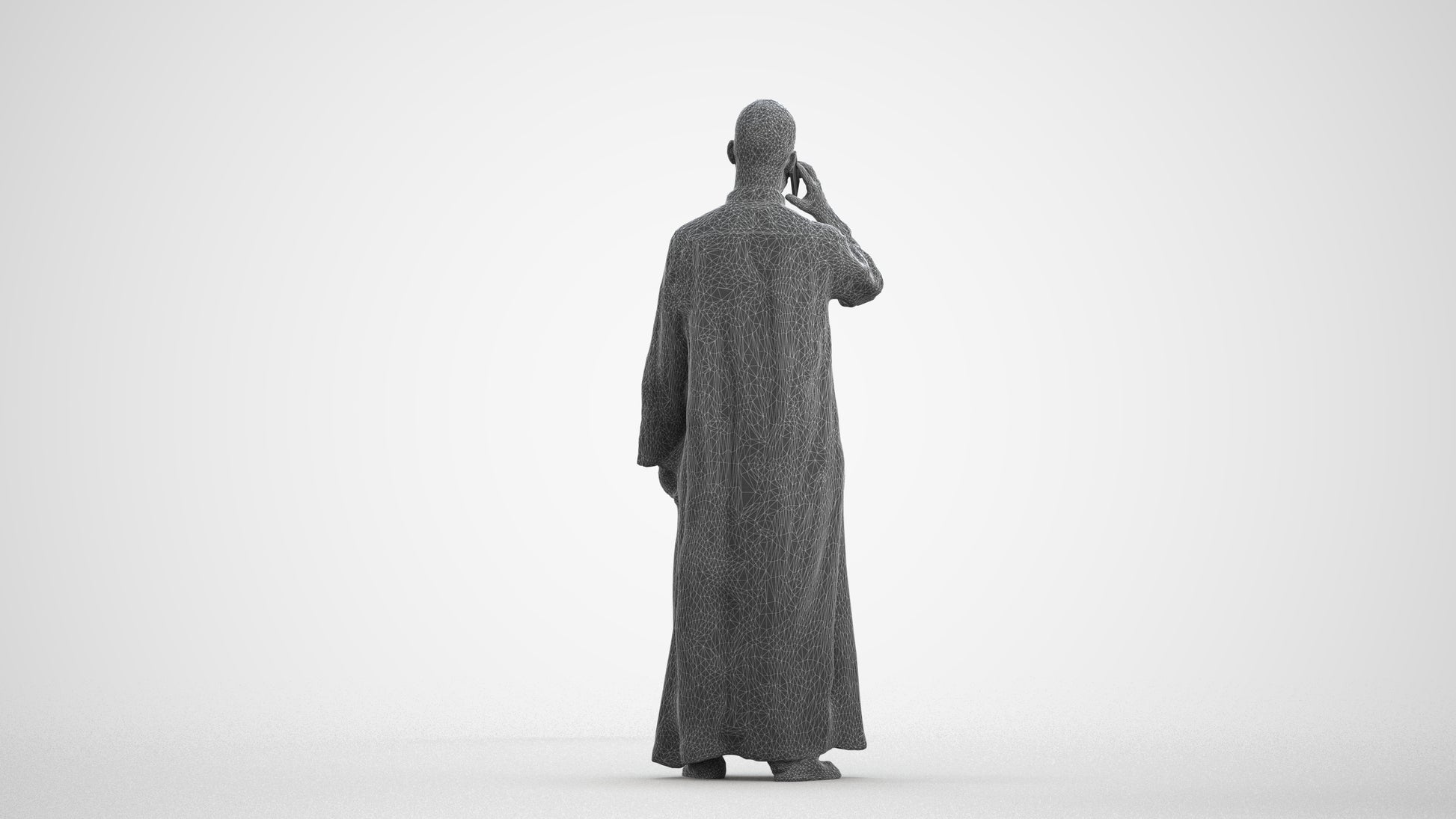 realistic 3D human man standing, archviz people FBX OBJ for Blender, wireframe front view
