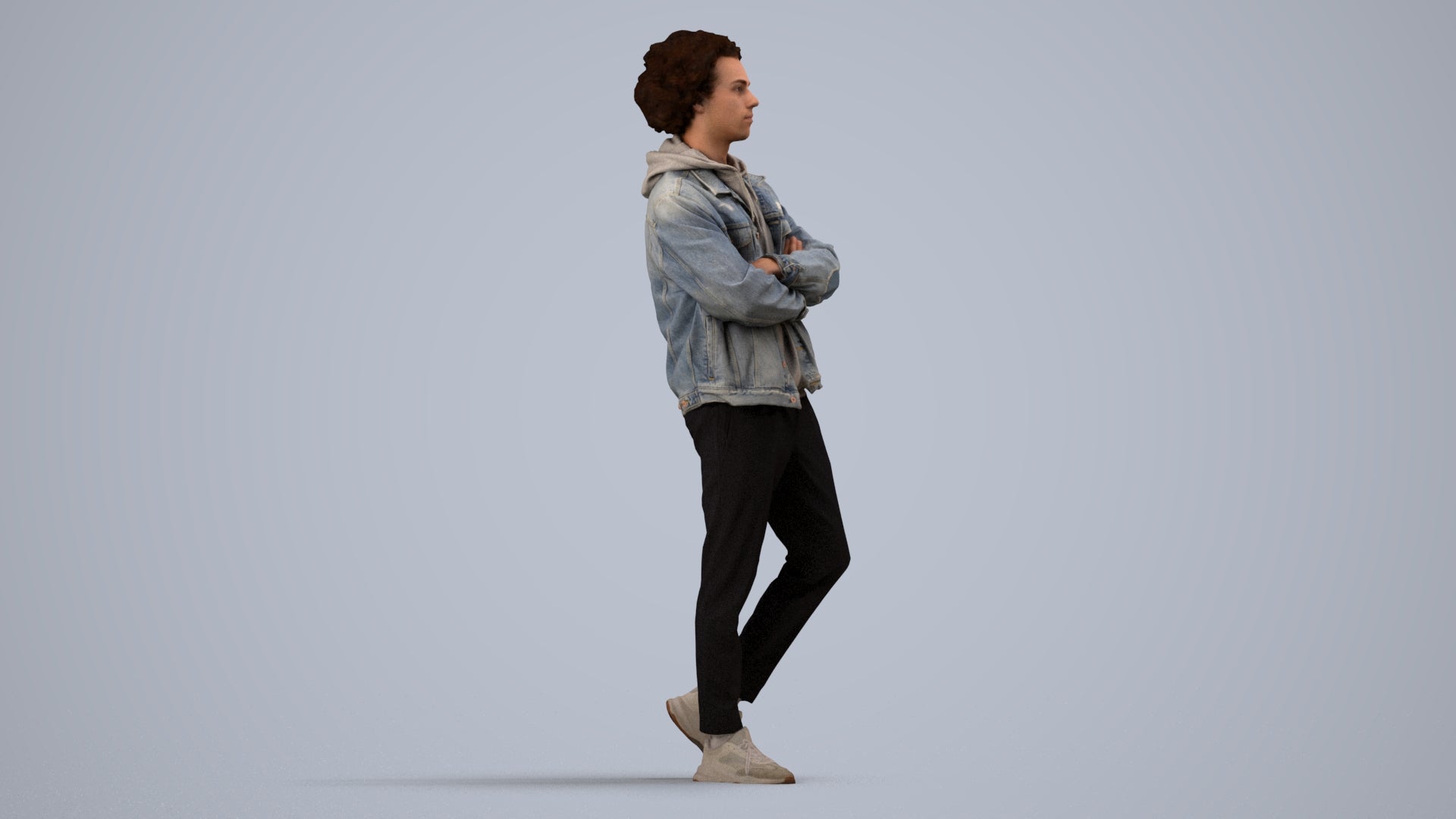 scanned 3D man casual standing, photogrammetry people for Enscape and V-Ray, side view render