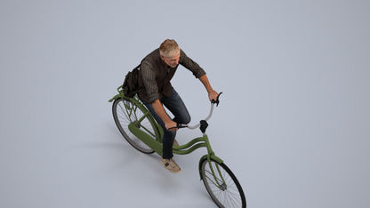 3D people model man casual cycling, scanned human for 3ds Max rendering, back view render