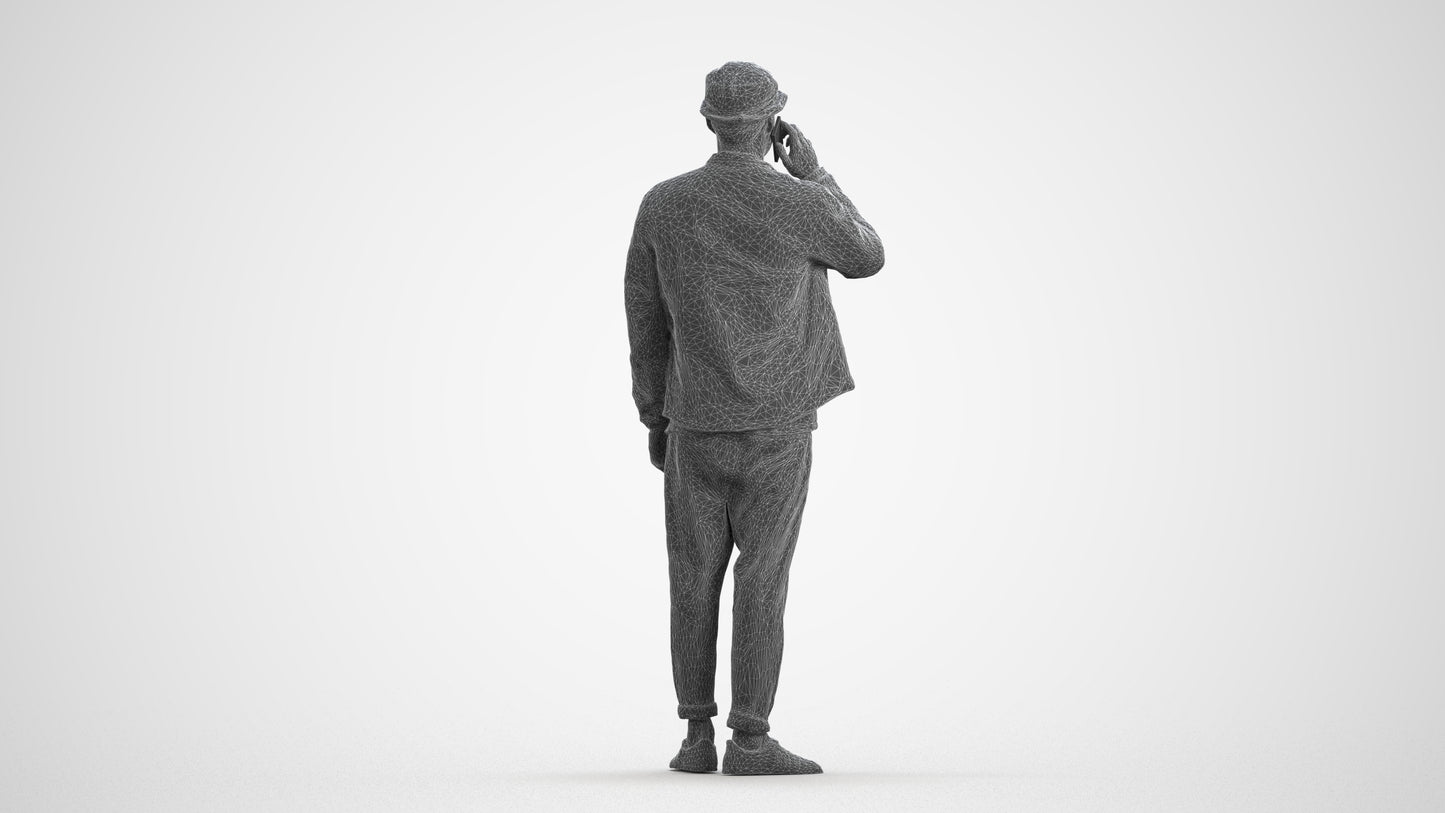 realistic 3D people man casual standing, render-ready for V-Ray and Corona, FBX OBJ, wireframe front view