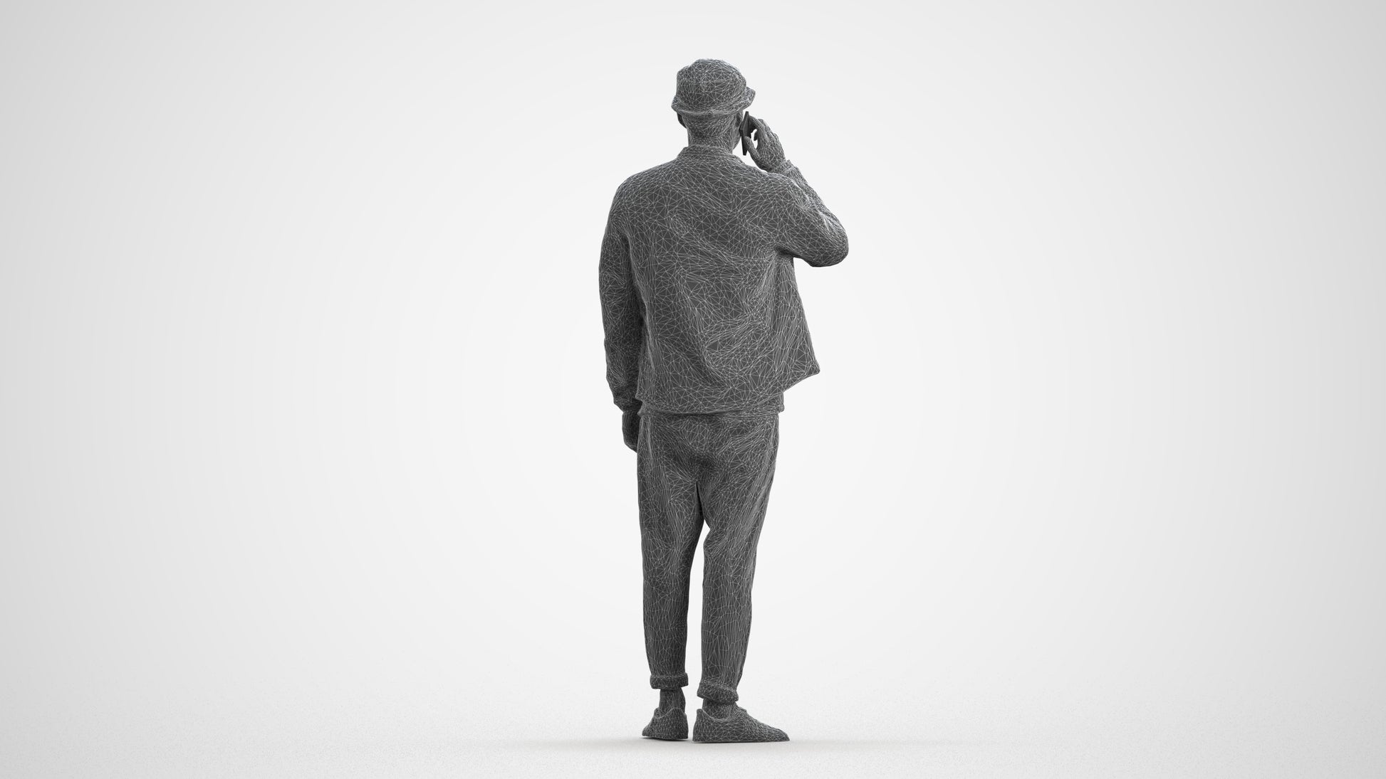 realistic 3D people man casual standing, render-ready for V-Ray and Corona, FBX OBJ, wireframe front view
