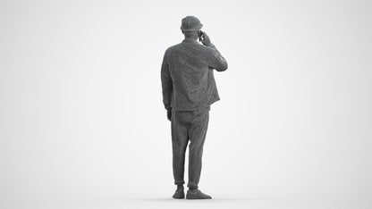 realistic 3D people man casual standing, render-ready for V-Ray and Corona, FBX OBJ, wireframe front view
