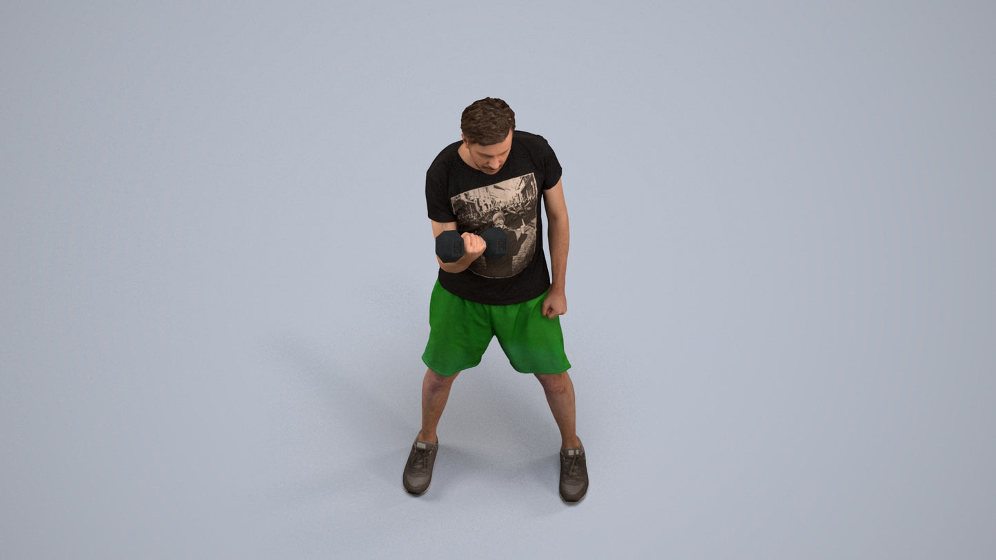 photogrammetry 3D man sport, realistic human model archviz FBX, back view render