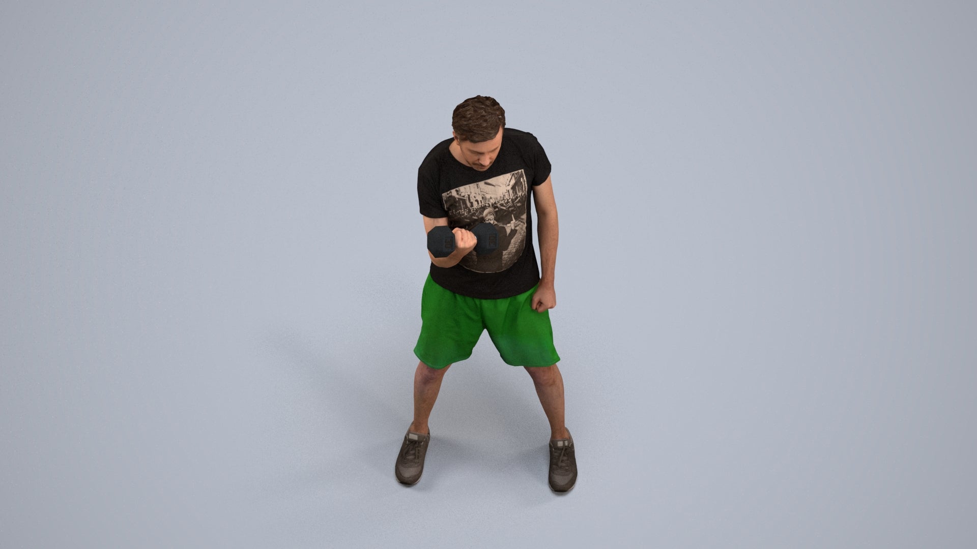 photogrammetry 3D man sport, realistic human model archviz FBX, back view render