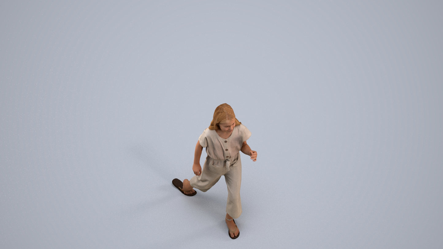 realistic 3D people girl kids, render-ready for V-Ray and Corona, FBX OBJ, back view render