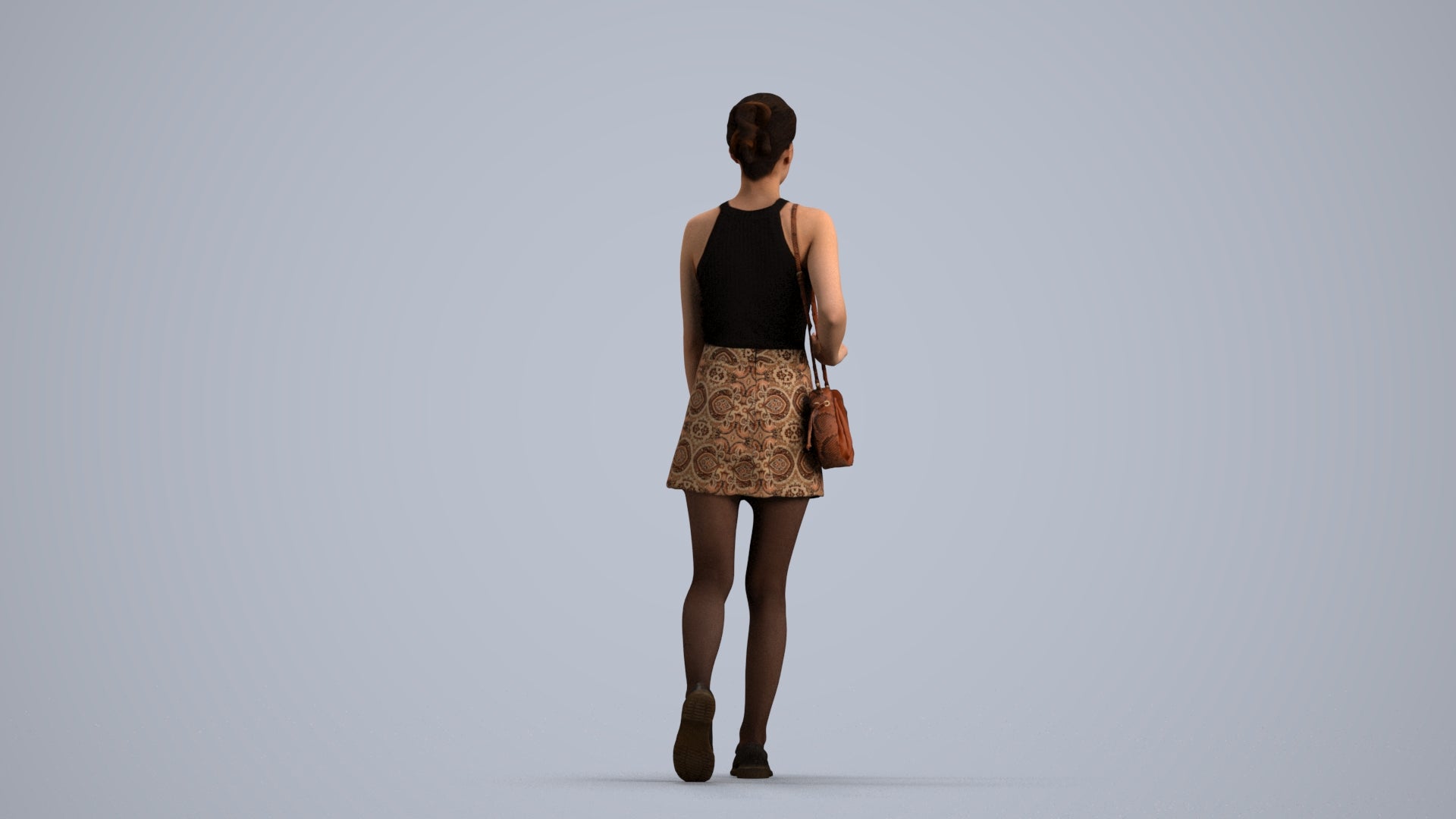scanned 3D woman casual walking, photogrammetry people for Enscape and V-Ray, front view render