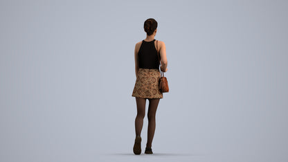 scanned 3D woman casual walking, photogrammetry people for Enscape and V-Ray, front view render