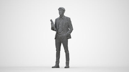 3D human model man business, photogrammetry scanned person for archviz, wireframe back view