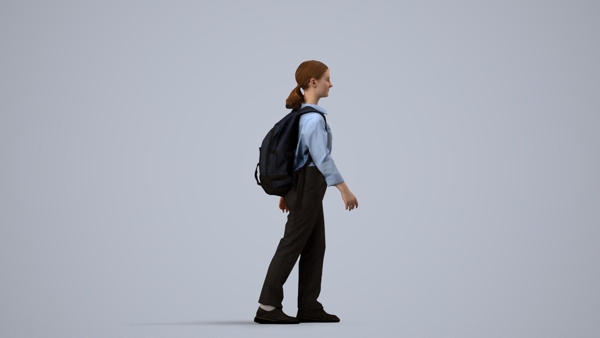 scanned 3D girl kids, photogrammetry people for Enscape and V-Ray, side view render