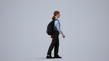 scanned 3D girl kids, photogrammetry people for Enscape and V-Ray, side view render