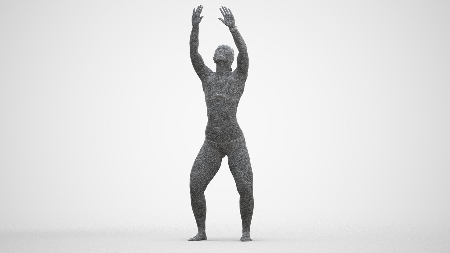 scanned 3D woman pool, photogrammetry people for Enscape and V-Ray, three-quarter front view render