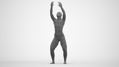 scanned 3D woman pool, photogrammetry people for Enscape and V-Ray, three-quarter front view render