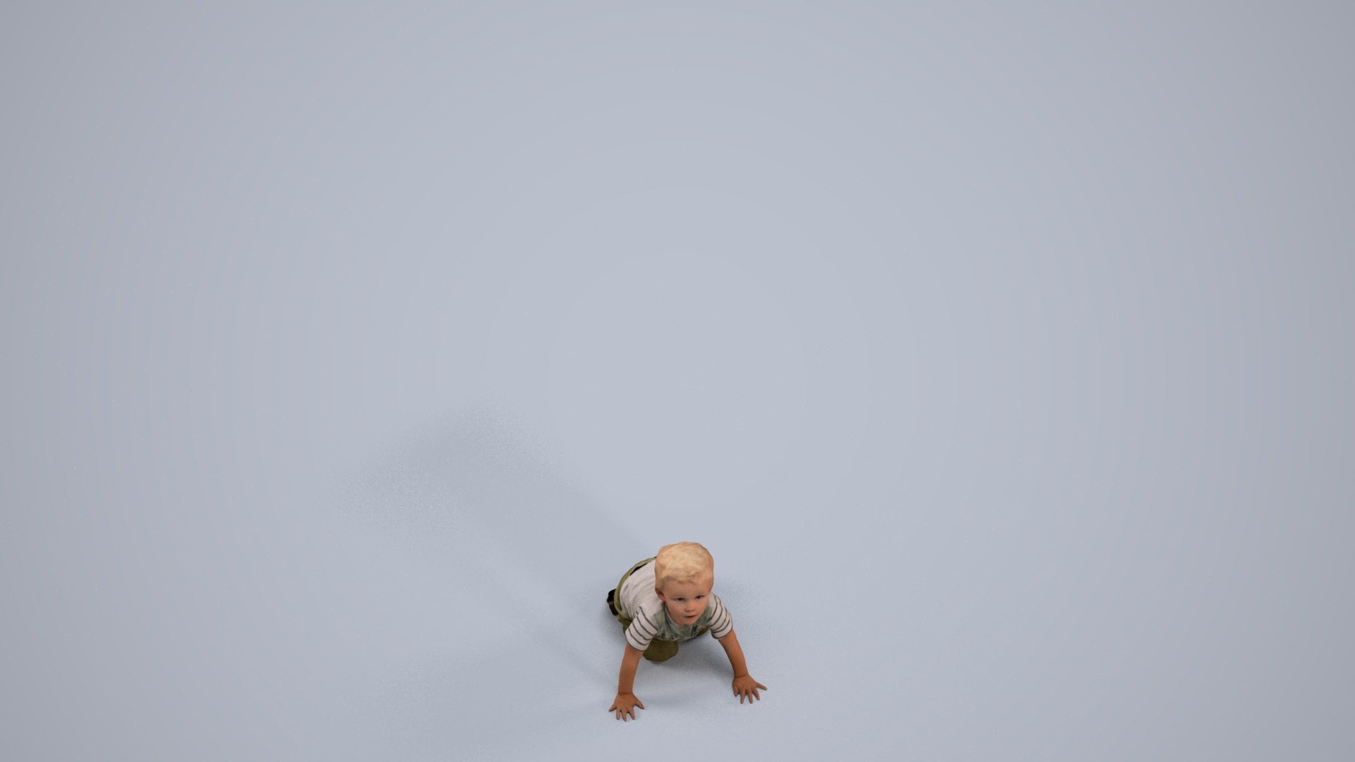 3D human model boy casual kids, photogrammetry scanned person for archviz, back view render