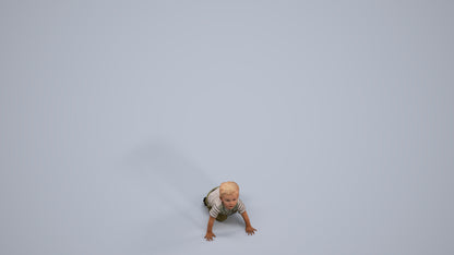 3D human model boy casual kids, photogrammetry scanned person for archviz, back view render