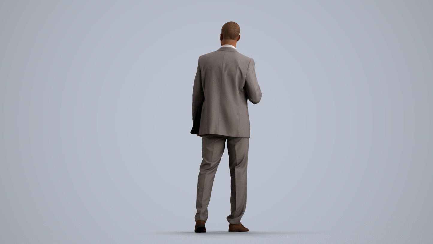 photogrammetry 3D man business, realistic human model archviz FBX, front view render