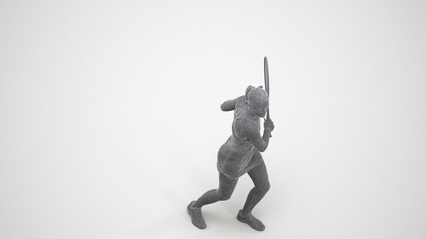 realistic 3D girl sport, scanned archviz people for Blender and 3ds Max, wireframe three-quarter view
