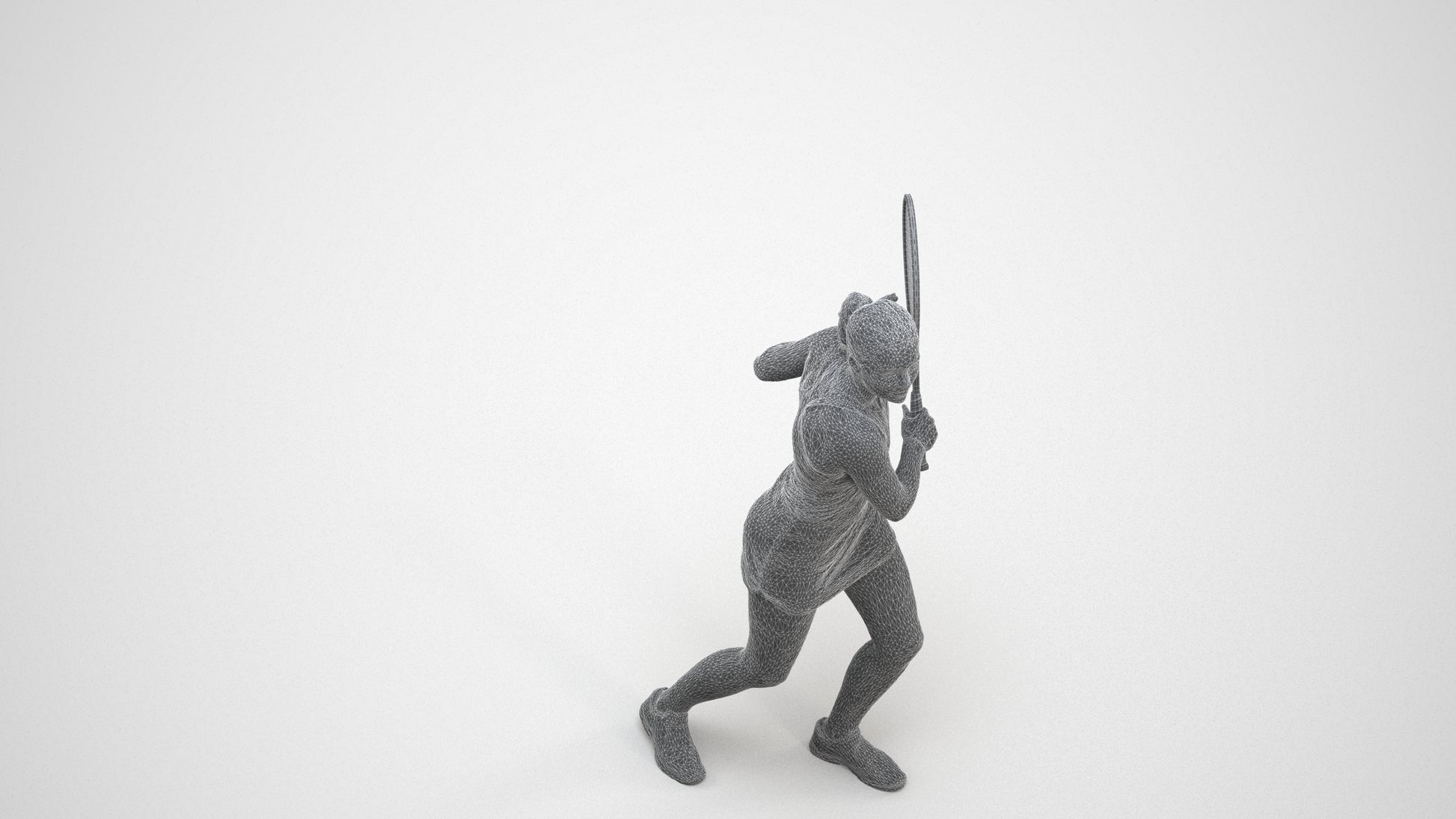 realistic 3D girl sport, scanned archviz people for Blender and 3ds Max, wireframe three-quarter view