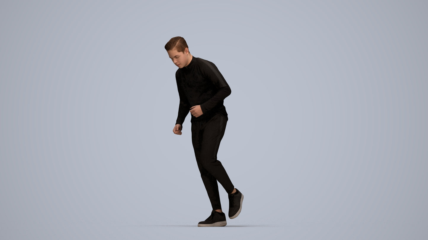 3D scanned boy sport casual, photorealistic archviz people for Enscape and SketchUp, top-down view render