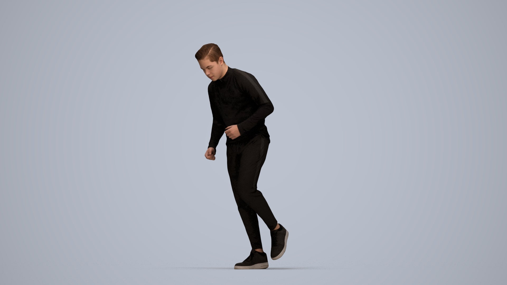 3D scanned boy sport casual, photorealistic archviz people for Enscape and SketchUp, top-down view render