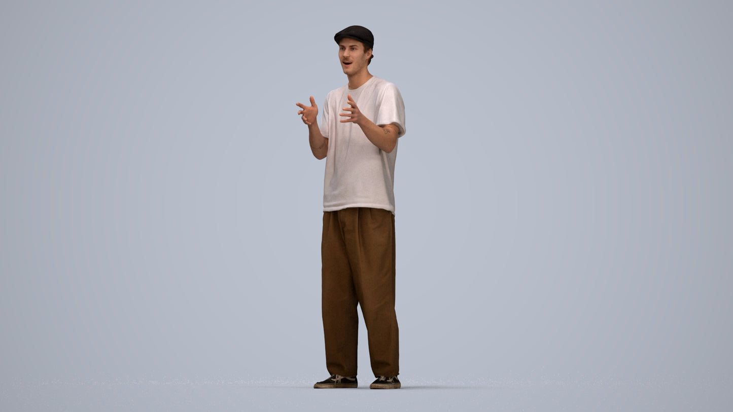 3D people model man casual standing, scanned human for 3ds Max rendering, top-down view render