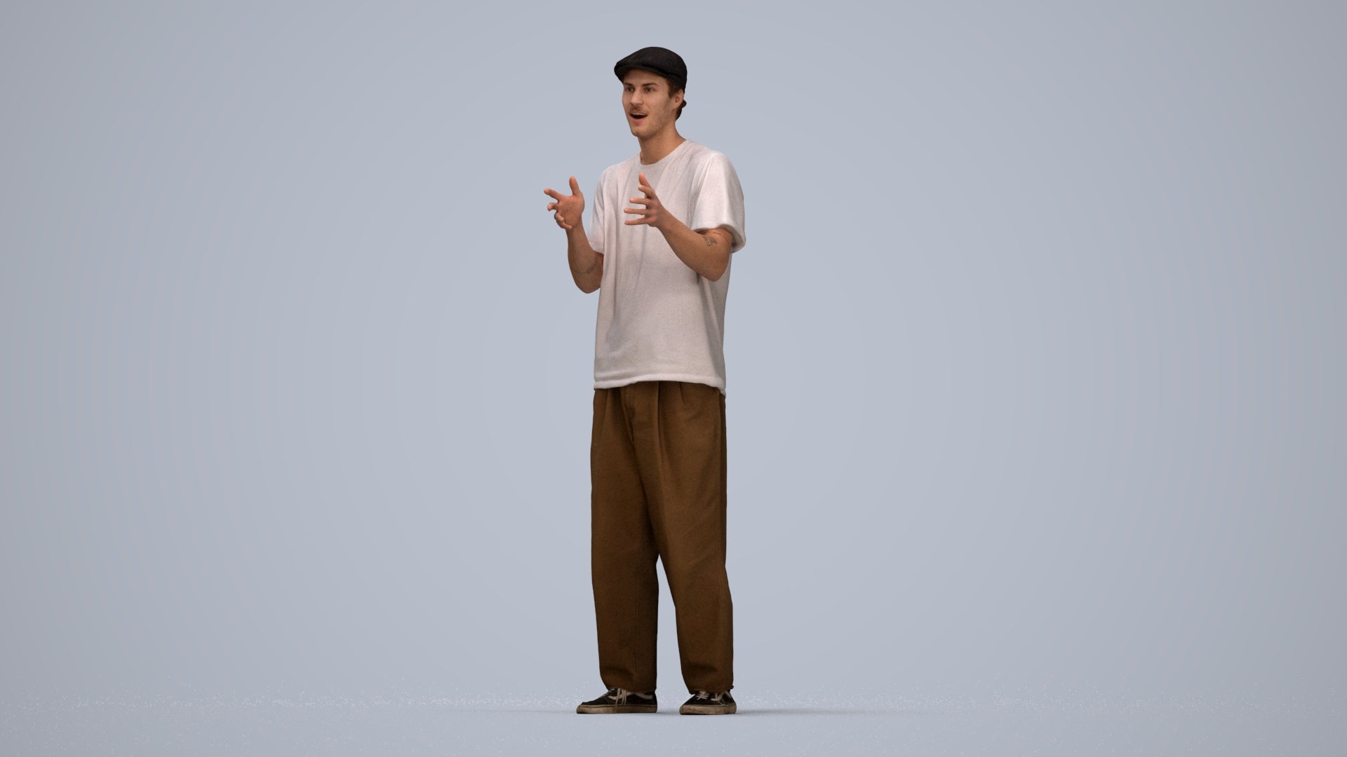 3D people model man casual standing, scanned human for 3ds Max rendering, top-down view render