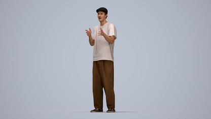 3D people model man casual standing, scanned human for 3ds Max rendering, top-down view render