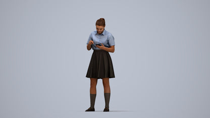 realistic 3D human girl kids, archviz people FBX OBJ for Blender, top-down view render