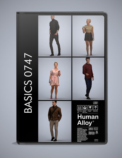 5x realistic 3D people walking pack, scanned archviz collection for Blender and 3ds Max