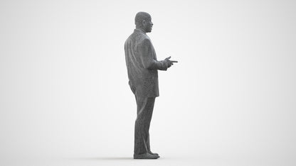 realistic 3D human man business, archviz people FBX OBJ for Blender, wireframe side view