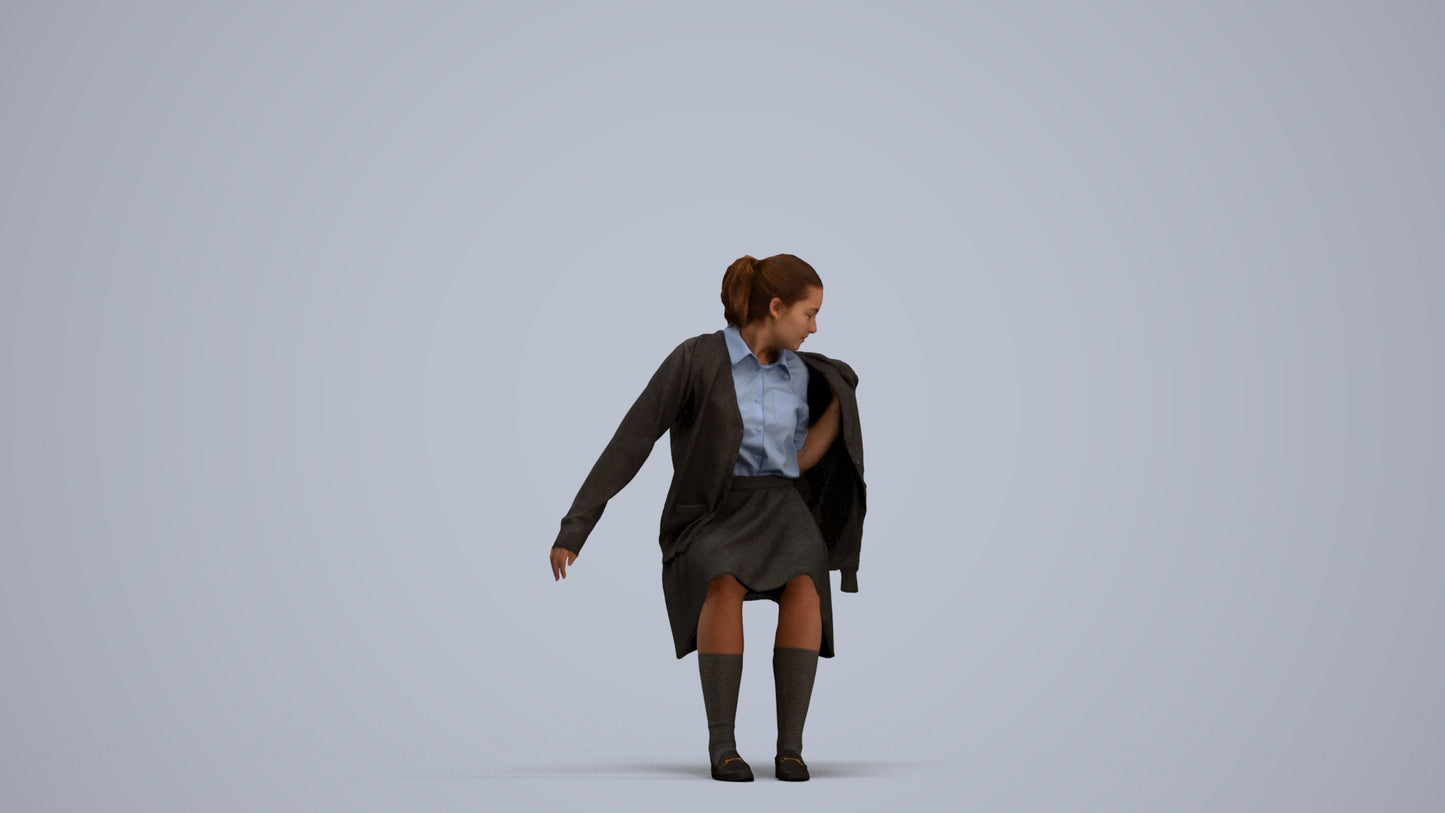 realistic 3D human girl kids, archviz people FBX OBJ for Blender, standing pose render
