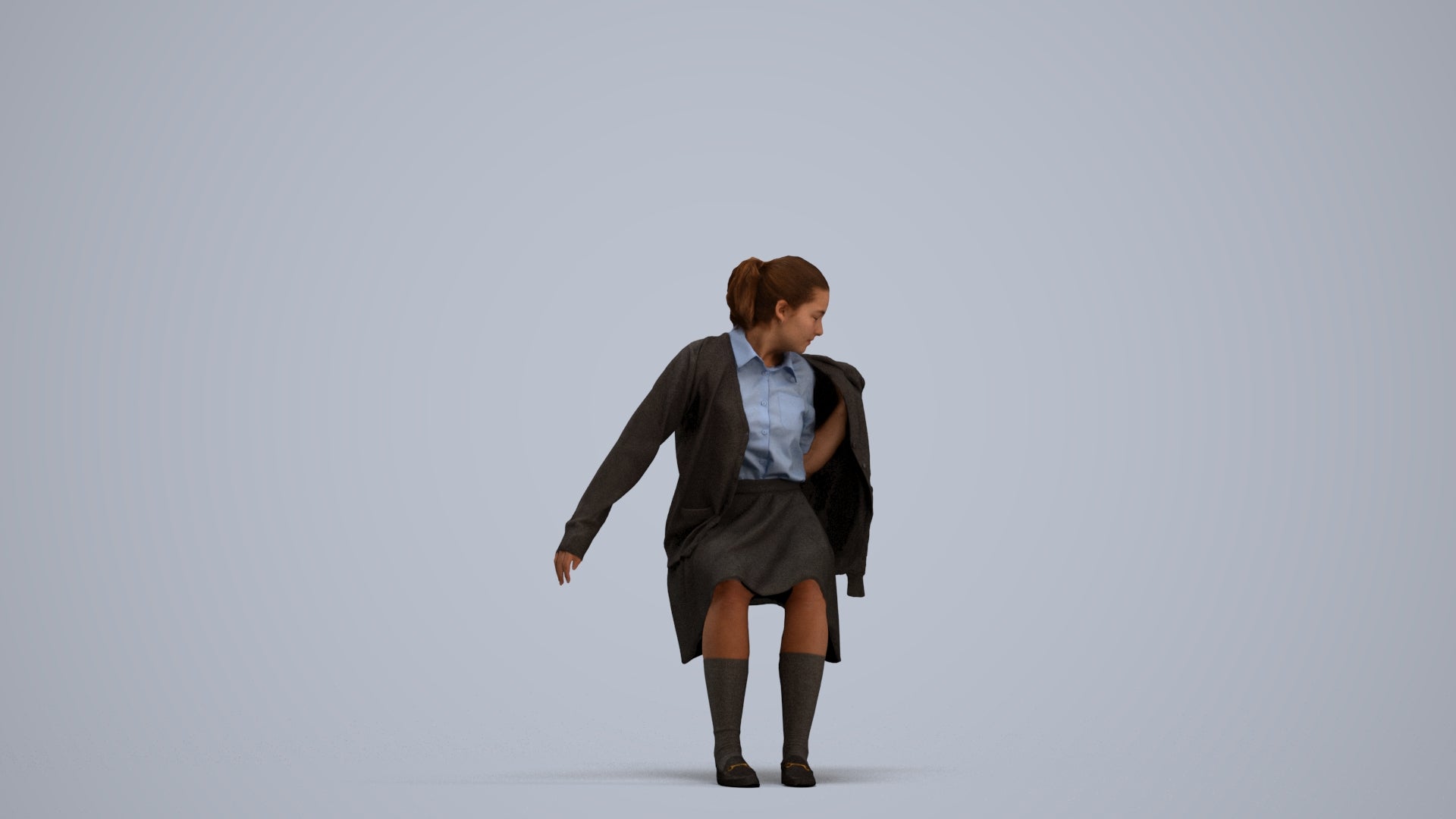 realistic 3D human girl kids, archviz people FBX OBJ for Blender, standing pose render