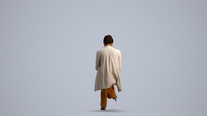 realistic 3D woman business sitting, scanned archviz people for Blender and 3ds Max, front view render