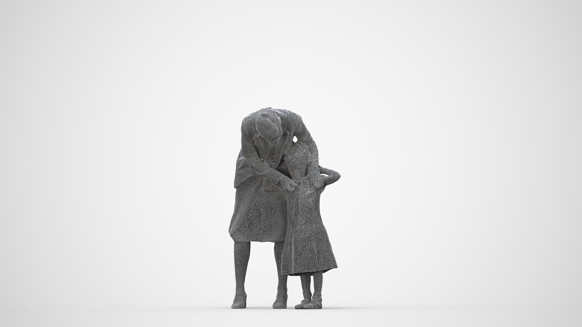 realistic 3D human girl casual kids, archviz people FBX OBJ for Blender, wireframe back view