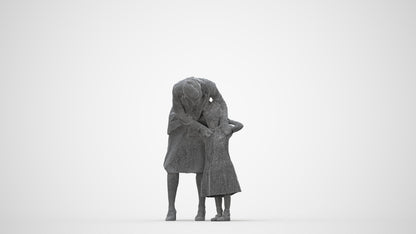 realistic 3D human girl casual kids, archviz people FBX OBJ for Blender, wireframe back view