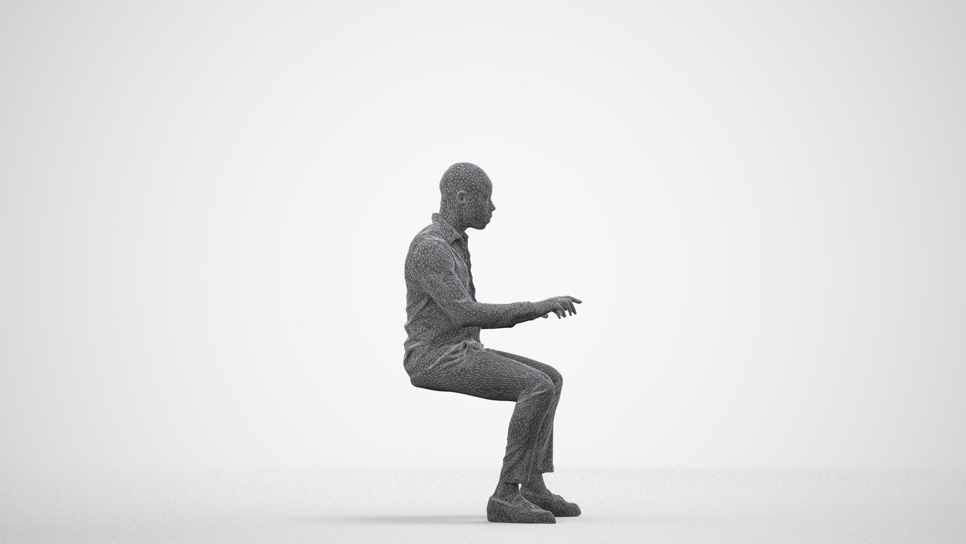 scanned 3D man business, photogrammetry people for Enscape and V-Ray, wireframe side view