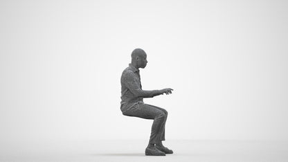scanned 3D man business, photogrammetry people for Enscape and V-Ray, wireframe side view