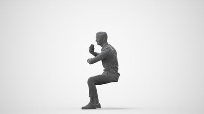 realistic 3D human man casual sitting, archviz people FBX OBJ for Blender, square thumbnail