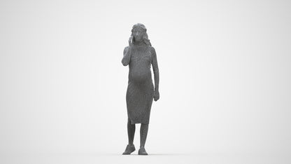 3D human model woman casual walking, photogrammetry scanned person for archviz, wireframe back view