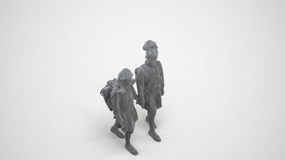 realistic 3D girl kids, scanned archviz people for Blender and 3ds Max, wireframe three-quarter view