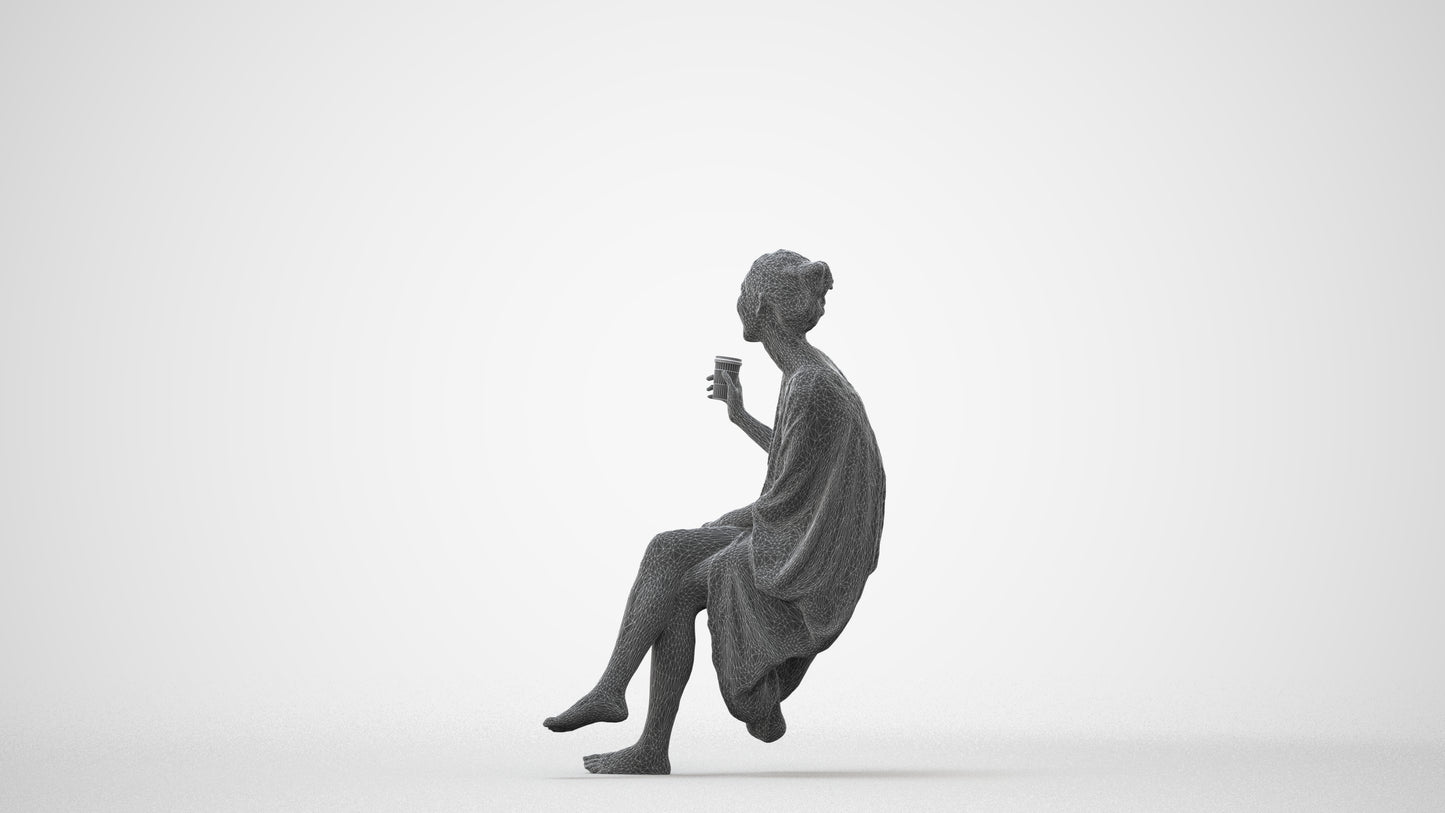realistic 3D people woman casual pool, render-ready for V-Ray and Corona, FBX OBJ, square thumbnail