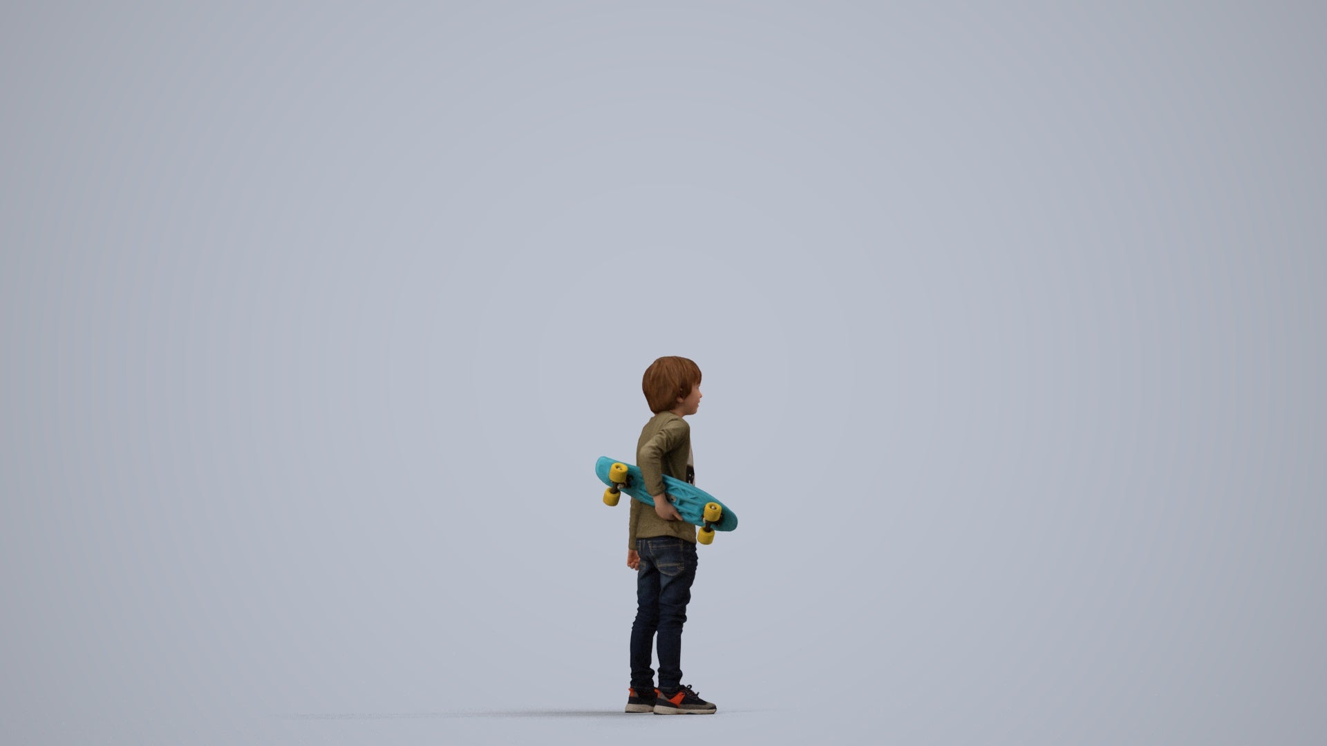 scanned 3D boy casual kids, photogrammetry people for Enscape and V-Ray, side view render