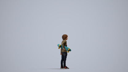 scanned 3D boy casual kids, photogrammetry people for Enscape and V-Ray, side view render