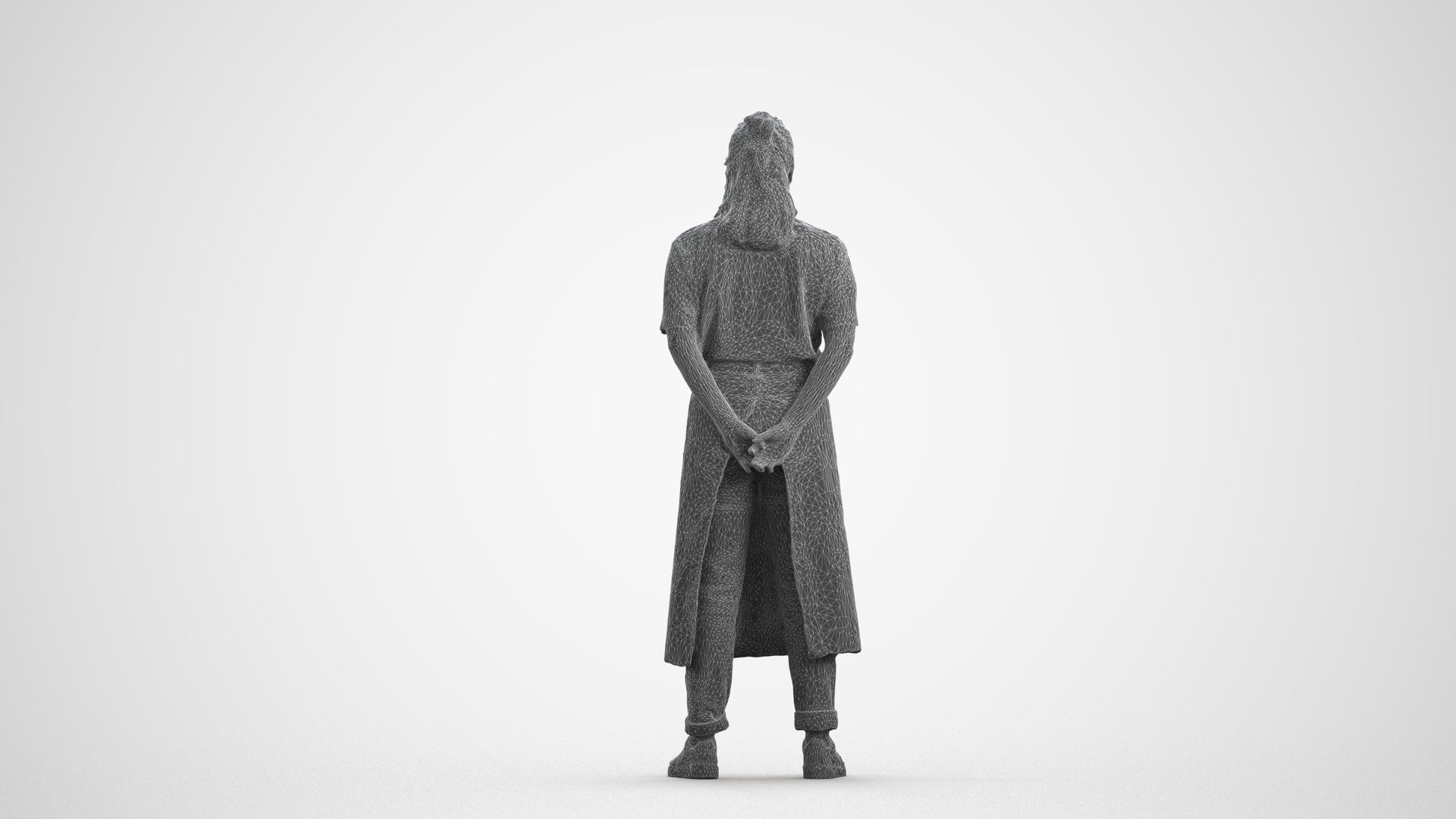 realistic 3D people woman hospitality, render-ready for V-Ray and Corona, FBX OBJ, wireframe front view