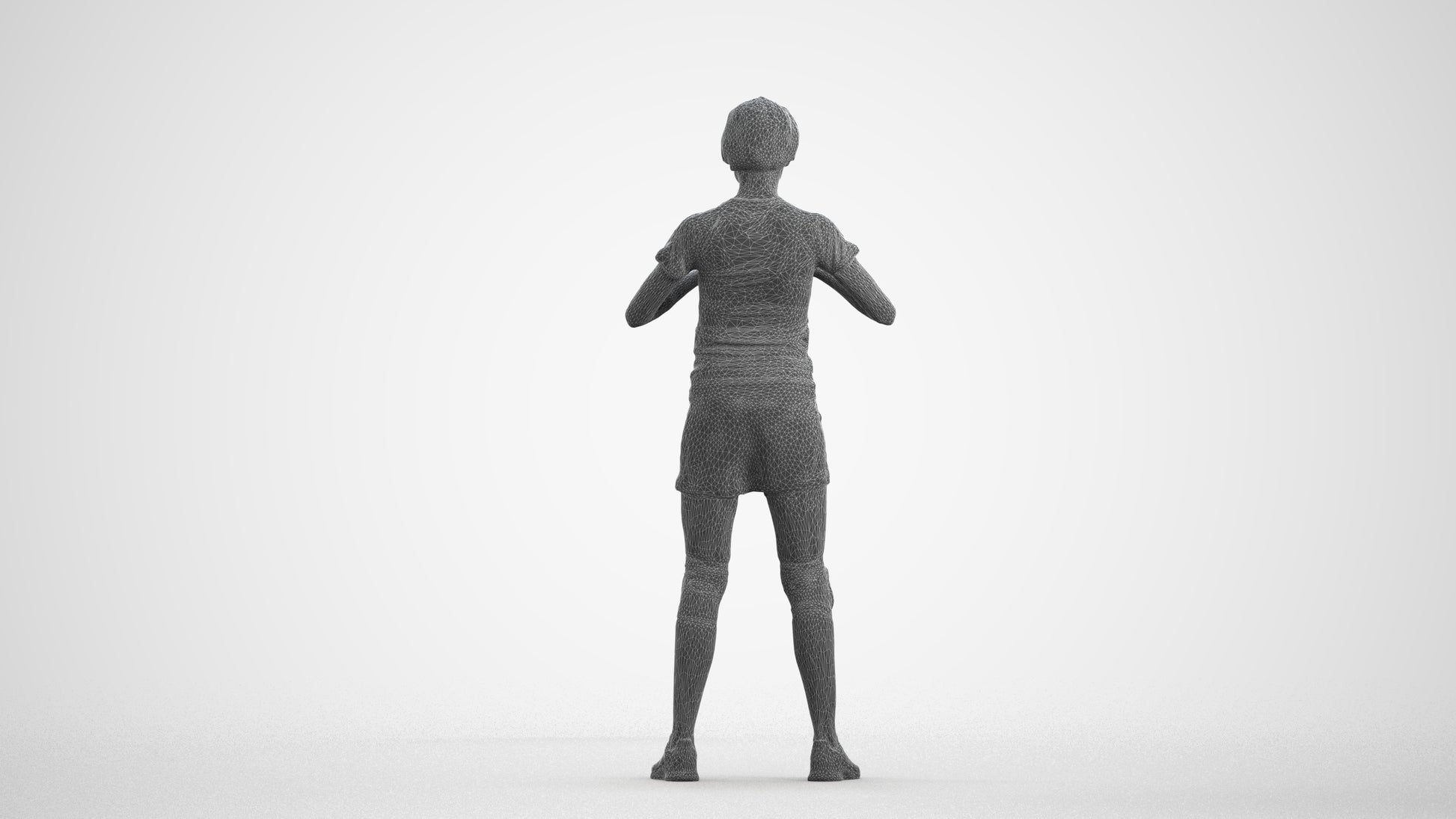 realistic 3D people woman sport, render-ready for V-Ray and Corona, FBX OBJ, wireframe front view
