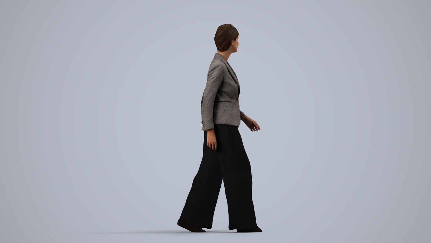 photogrammetry 3D woman business, realistic human model archviz FBX, side view render