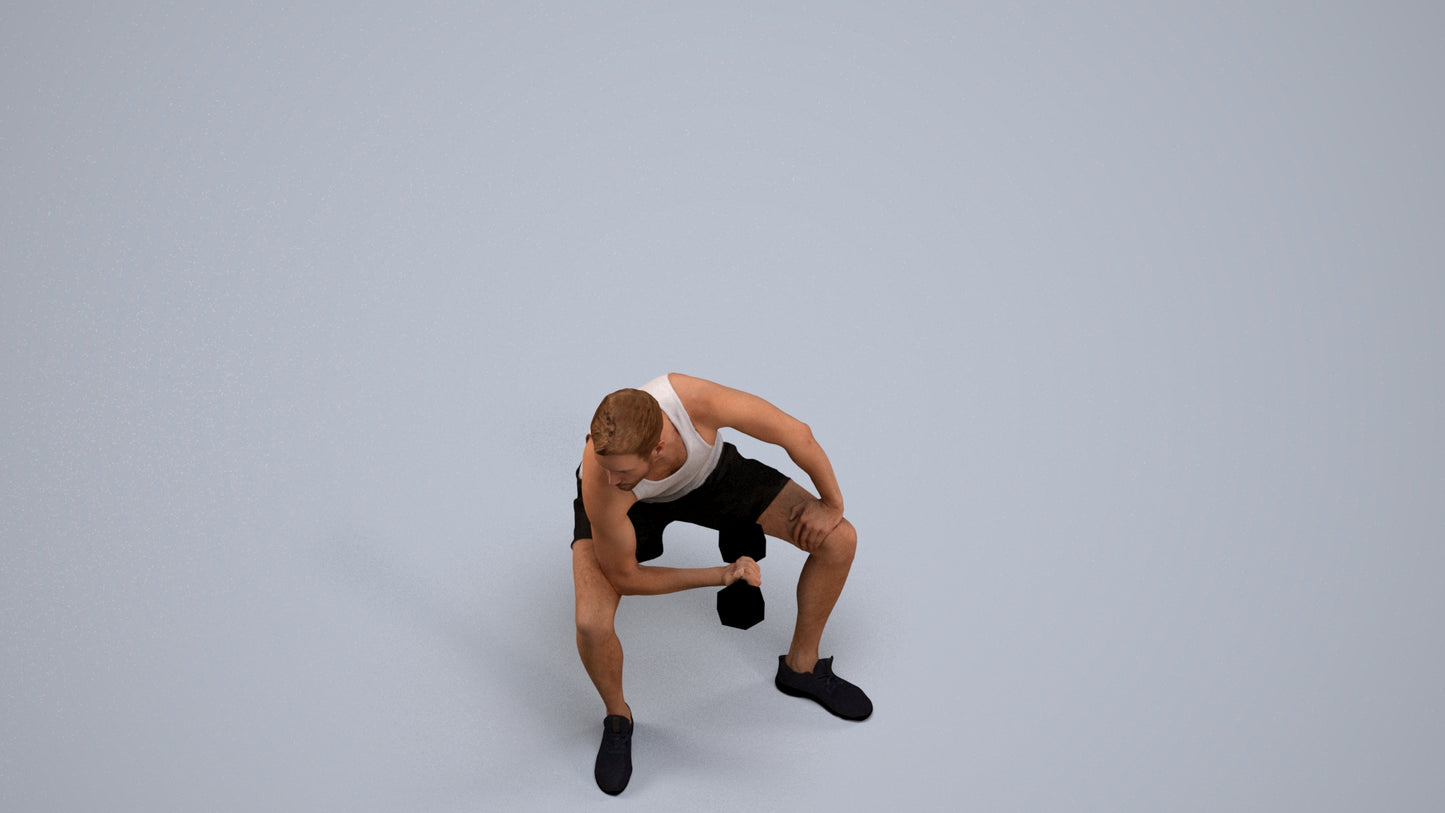 realistic 3D human man sport, archviz people FBX OBJ for Blender, back view render