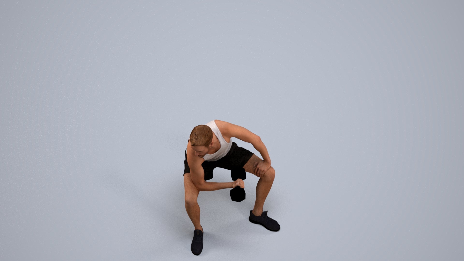 realistic 3D human man sport, archviz people FBX OBJ for Blender, back view render
