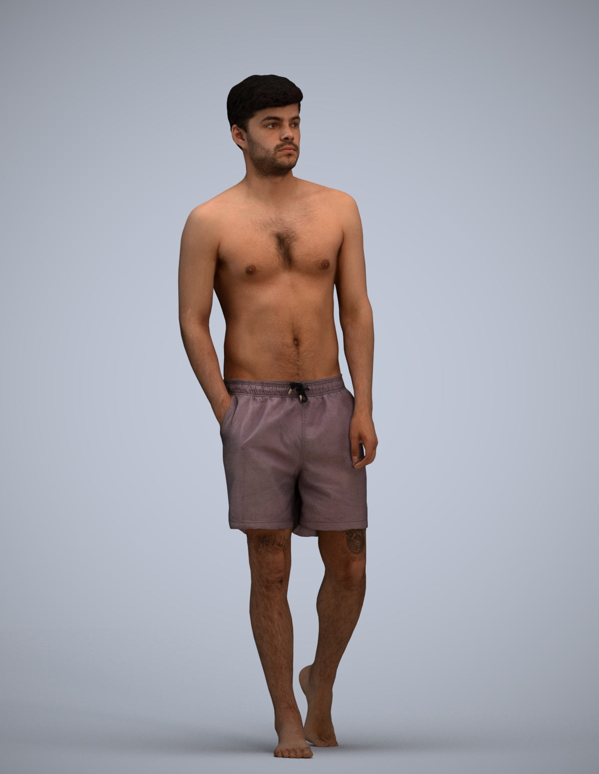 scanned 3D man pool, photogrammetry people for Enscape and V-Ray