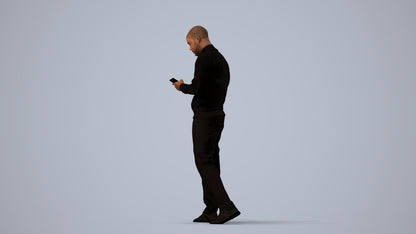 3D people model man walking, scanned human for 3ds Max rendering, three-quarter view render