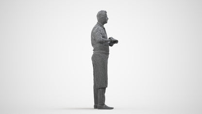 photogrammetry 3D man standing, realistic human model archviz FBX, wireframe side view